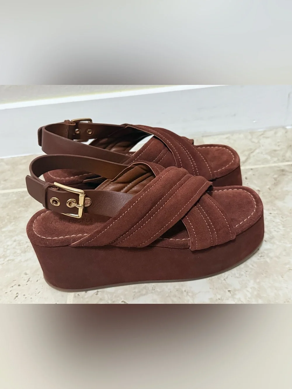 Free People Women's Beach Party Platform Sandals In Cathay Spice Suede